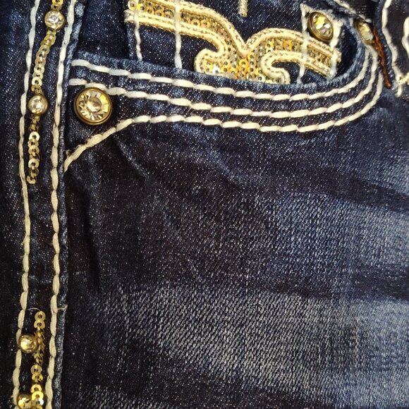 Rock Revival Size 28 "KAI" Easy boot Thick White Stitching Medium Dark Wash - Picture 3 of 11